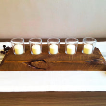 Load image into Gallery viewer, Reclaimed Wood Candle Holder / Christmas Table Decor / Rustic Candle Holder / Reclaimed Wood Beam / 5 Votive Candle Holder