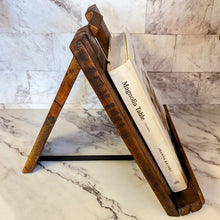 Load image into Gallery viewer, Reclaimed Wood Recipe Cookbook Stand Space Saving Folds Flat