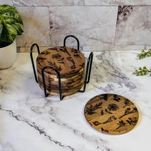 Load image into Gallery viewer, Engraved Floral Wood Coasters