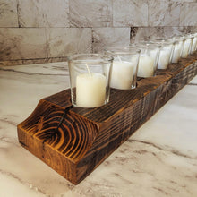 Load image into Gallery viewer, Rustic Reclaimed Wood Candle Holder: 10 Votive Centerpiece
