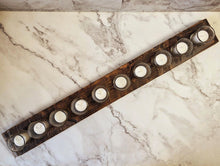 Load image into Gallery viewer, Rustic Reclaimed Wood Candle Holder: 10 Votive Centerpiece