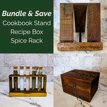 Load image into Gallery viewer, Cookbook Stand, Recipe Box &amp; Spice Rack Bundle
