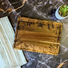 Load image into Gallery viewer, Herbs Acacia Wood Cutting Board
