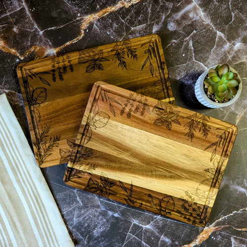 Herbs Acacia Wood Cutting Board