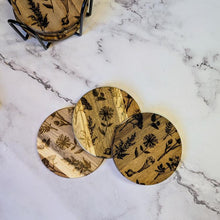 Load image into Gallery viewer, Engraved Floral Wood Coasters
