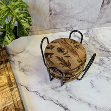 Load image into Gallery viewer, Engraved Floral Wood Coasters
