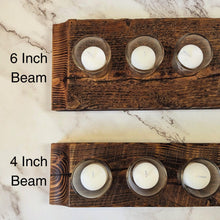 Load image into Gallery viewer, Rustic Reclaimed Wood Candle Holder: 10 Votive Centerpiece
