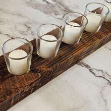 Load image into Gallery viewer, Rustic Reclaimed Wood Candle Holder: 10 Votive Centerpiece
